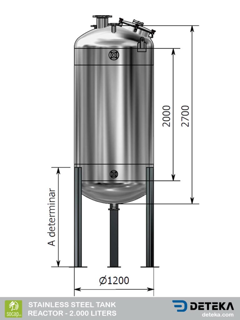 Reactor alimentario INOX 304 de 2 m³ para procesos industriales
